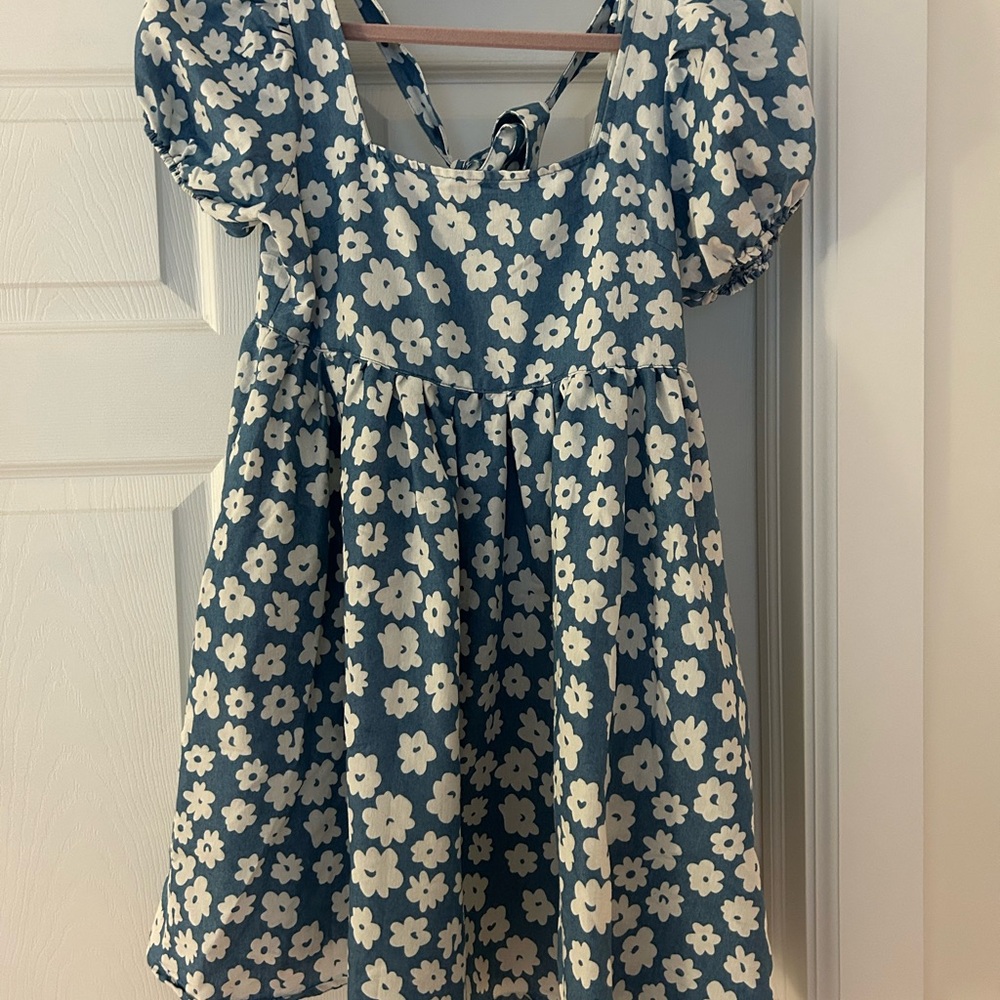 Altar’d State Floral Blue and White Babydoll Dress